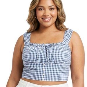 NWT Monteau Dorothy country crop top Women's White and Blue Crop-top size XL